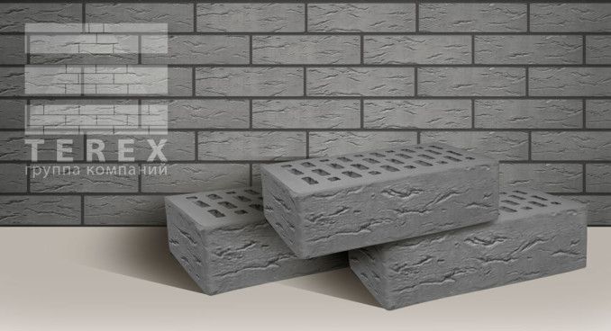 Кирпич TEREX Серый рустик - «Компания Камнеград»