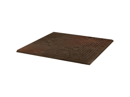 Клинкерная угловая ступень с насечками Paradyz Semir, Brown, 300×300×11 мм - «Компания Камнеград»